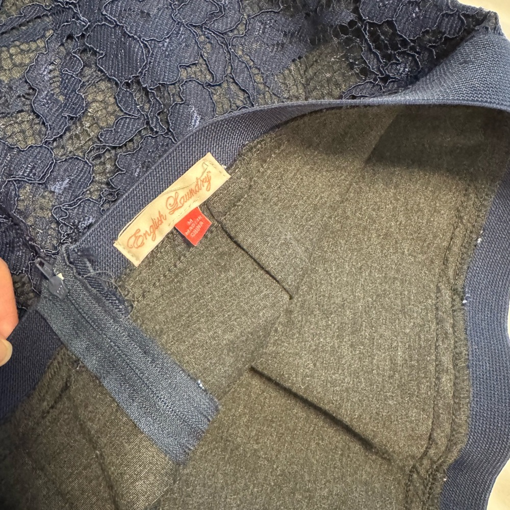 Elegant Navy Lace Skirt - Picture 3 of 6